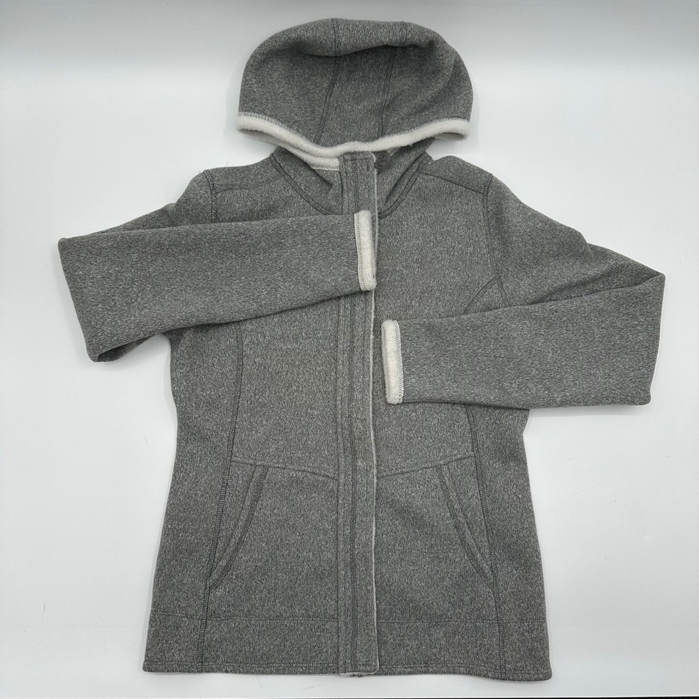 The North Face Womens Gray Crescent Full Zip Fleece Hoodie Jacket Size Medium M - Picture 3 of 11